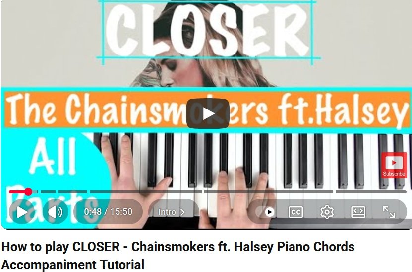 How to play CLOSER - Chainsmokers ft. Halsey Piano Chords Accompaniment Tutorial